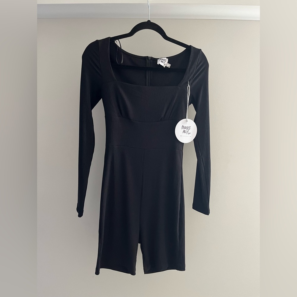 NWT Princess Polly Black Ribbed Sara Bodysuit